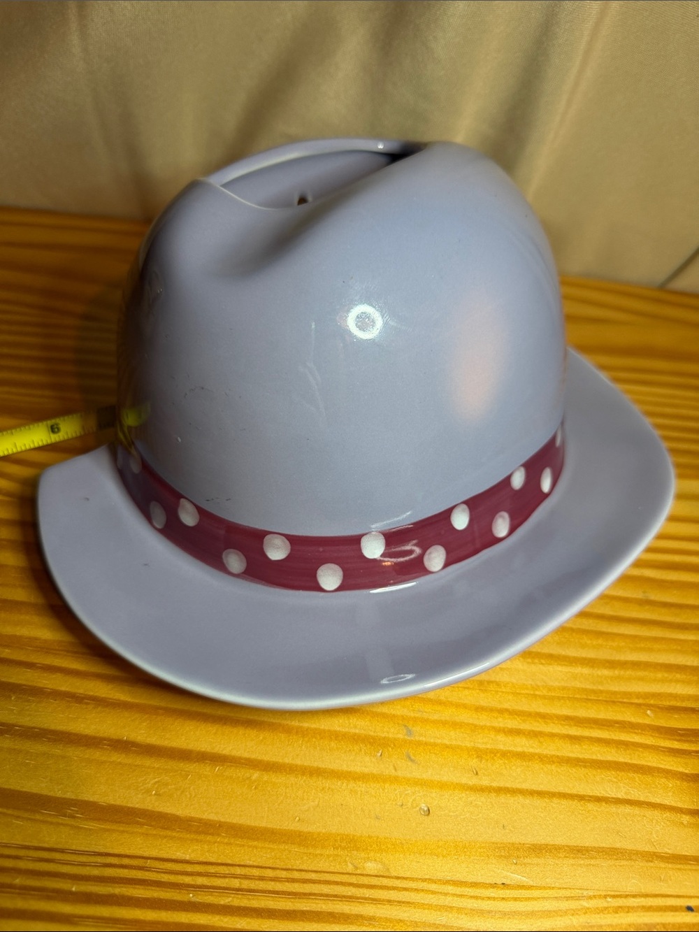 Vintage Giftcraft Ceramic Polka Dot Hat Wall Pocket Planter Vase